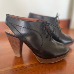 * Lace-up Peep-Toe * 1937 Footwear * Stacked Heel Platform * Black * Size 7.5 *